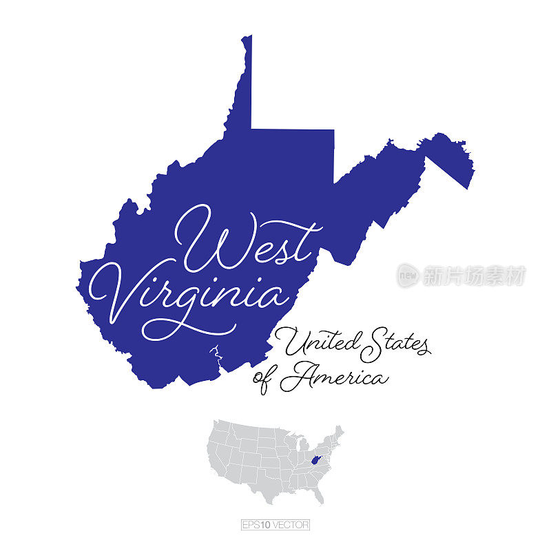 美国西弗吉尼亚州矢量地图插图
