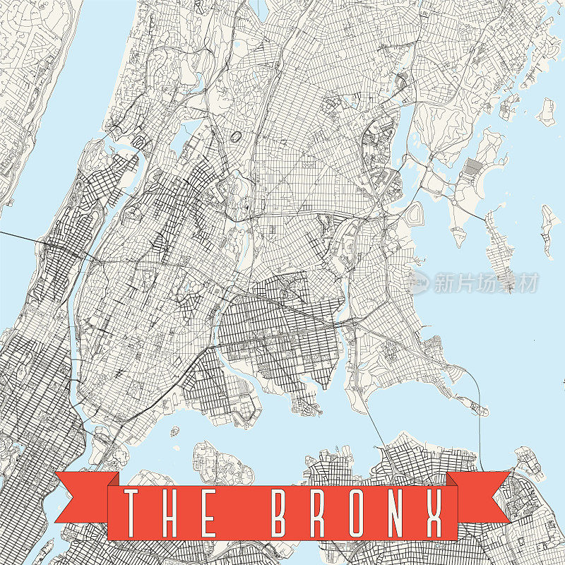 布朗克斯，纽约，美国矢量地图