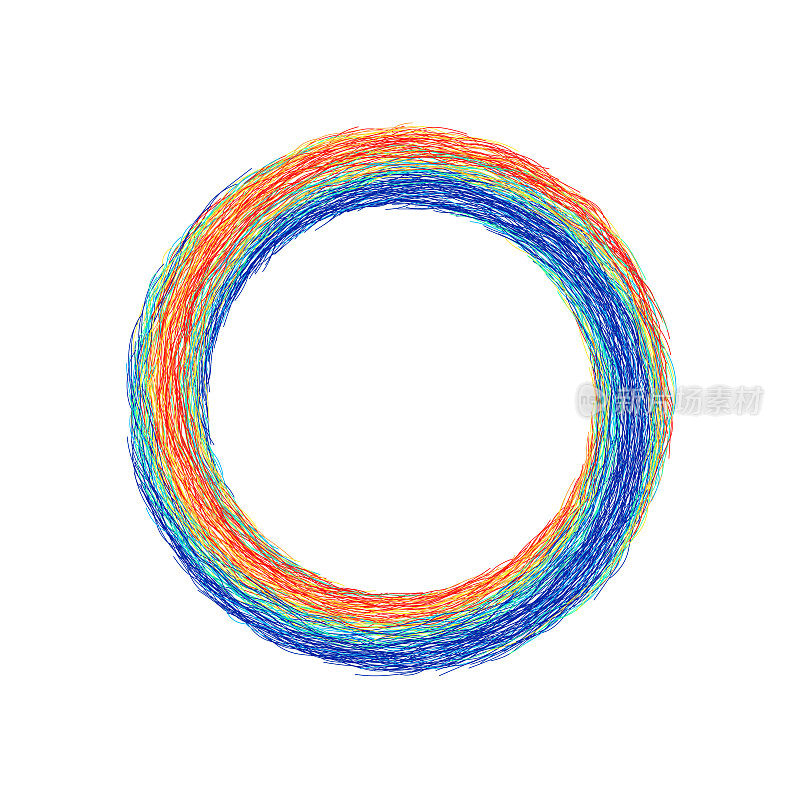 甜甜圈形状的不规则细线的彩色漩涡