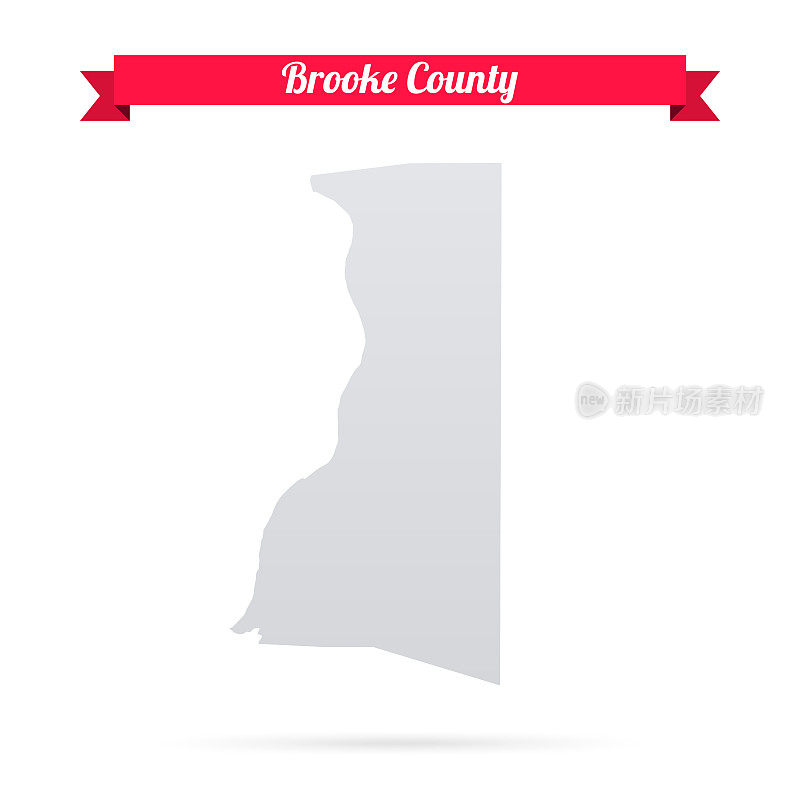 布鲁克县，西弗吉尼亚州。白底红旗地图
