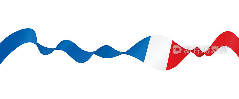 法国的旗帜-矢量挥舞丝带旗帜。隔离在白色背景上