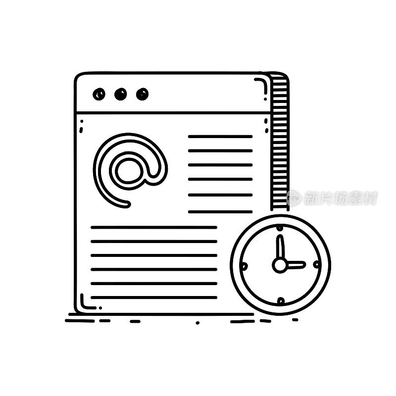 网站正常运行时间线图标,草图设计,像素完美,可编辑笔画。标志、标志、符号。网页设计与开发。