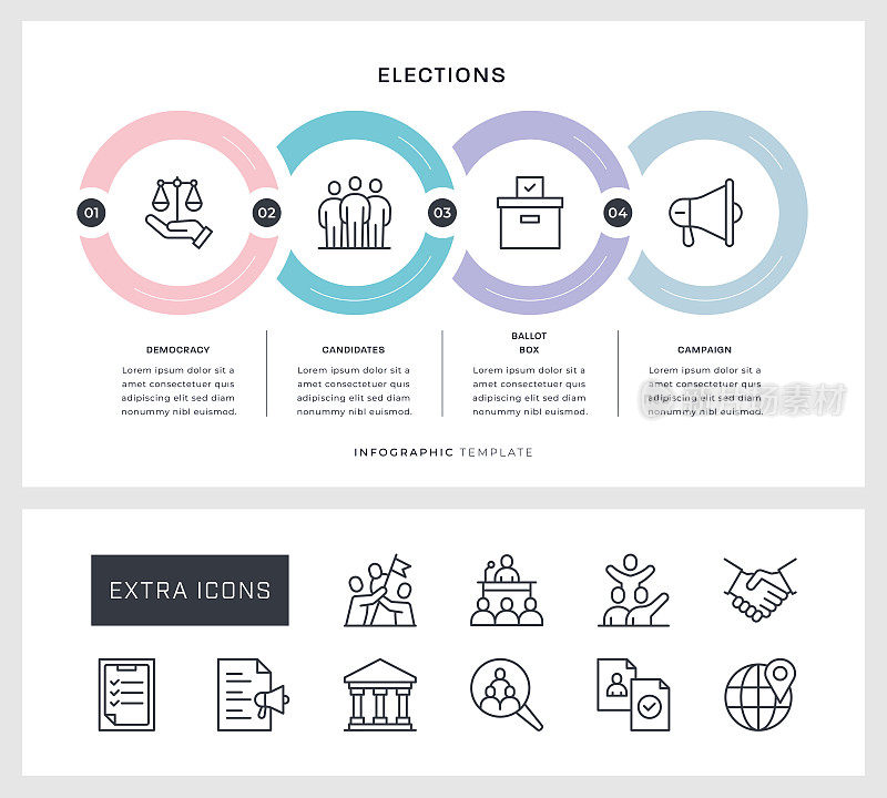 选举信息图设计与线图标