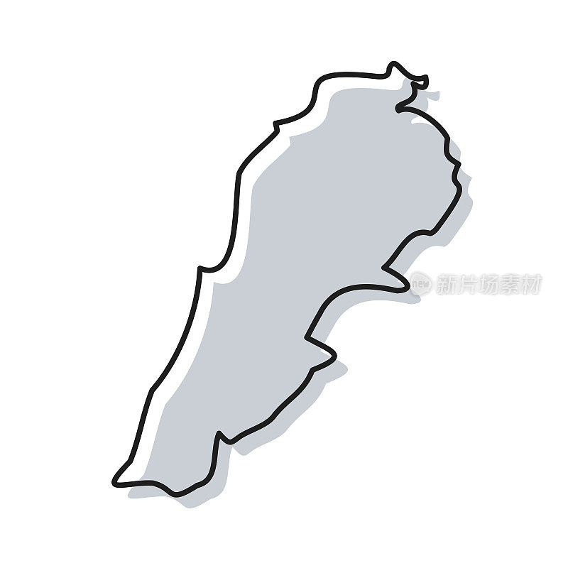 黎巴嫩地图手绘在白色背景-时尚的设计