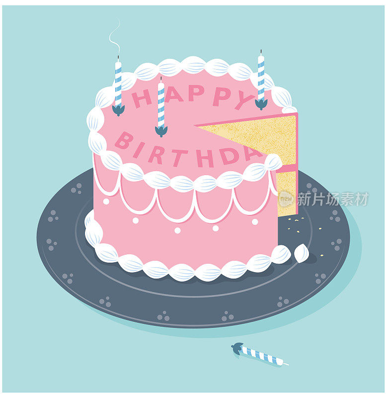 粉色生日蛋糕插画