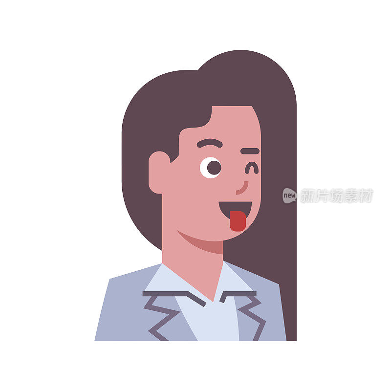 女性展示舌头情感图标孤立阿凡达女性面部表情概念脸