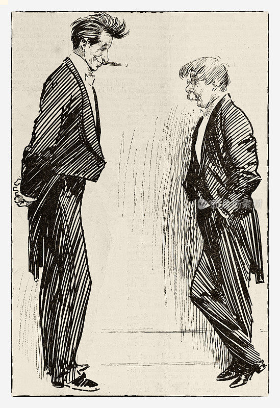 两个男人交谈-维多利亚时代杂志插图