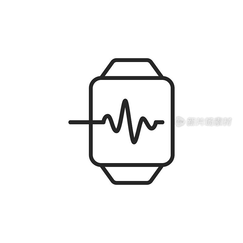 智能手表，数字健康，心跳线图标。可编辑的中风。像素完美。移动和网络。