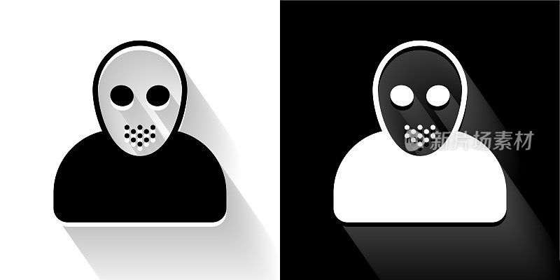 白色杰森面具黑色和白色图标与长影子