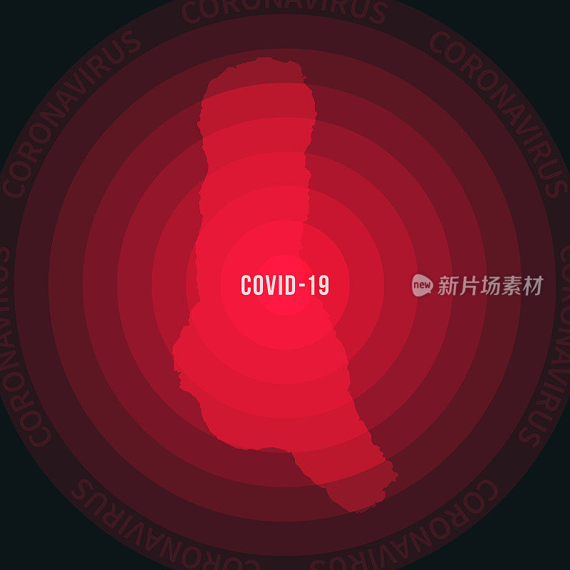 COVID-19蔓延的大科摩罗地图。冠状病毒爆发