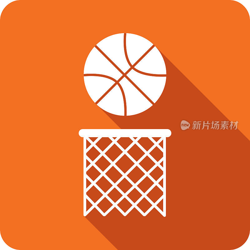 篮球在Hoop图标剪影