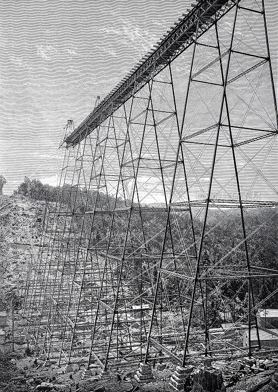 宾夕法尼亚州奥尔顿附近的金祖阿高架桥的建设