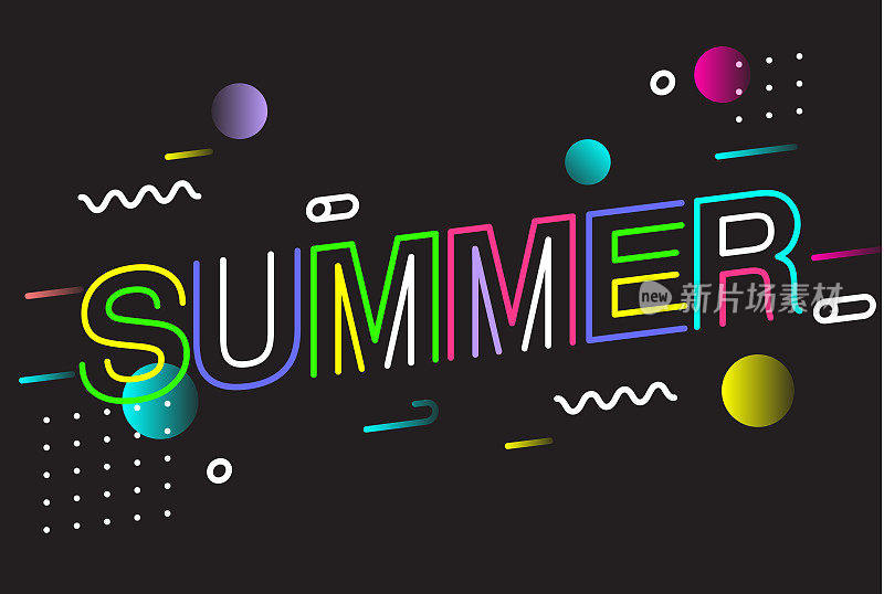 夏季字体创意设计矢量插图