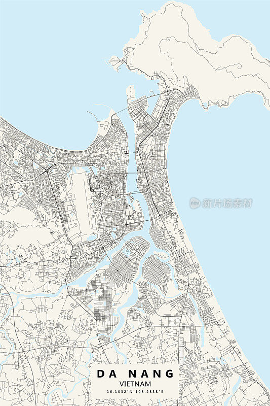 越南岘港矢量地图