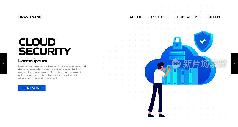 云安全概念矢量插图登陆页面模板，网站横幅，广告和营销材料，在线广告，业务演示等。