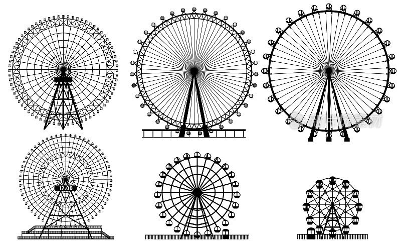 摩天轮剪影插图