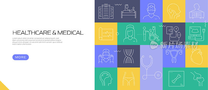 医疗保健和医疗相关的现代线条风格矢量插图