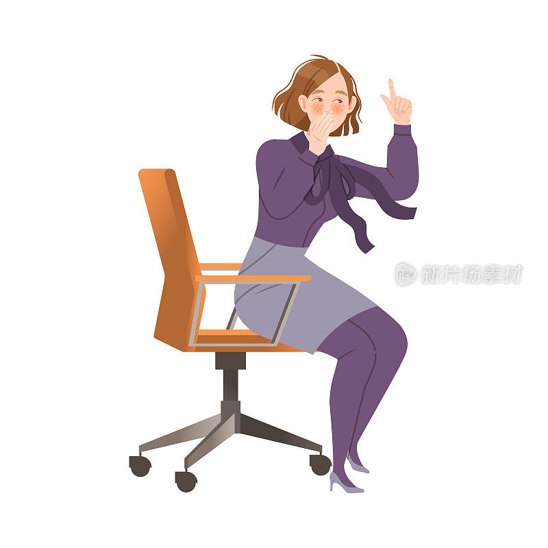 女商人坐在办公室的椅子上升她的手矢量插图