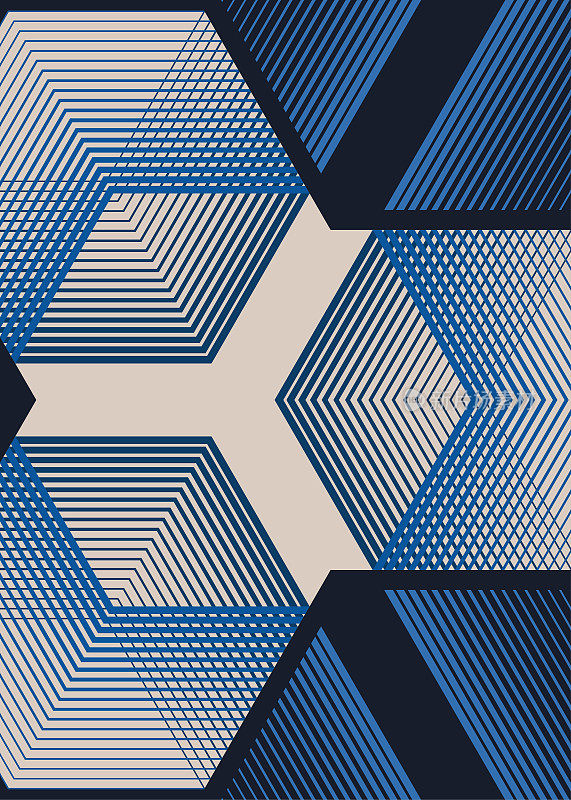 向量蓝色几何排列线结构立方体图案背景