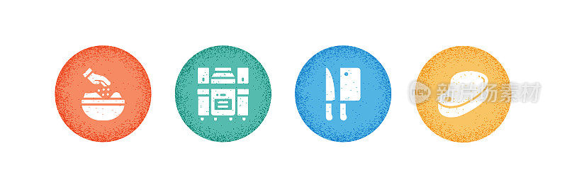 烹饪相关的图标,矢量符号插图。