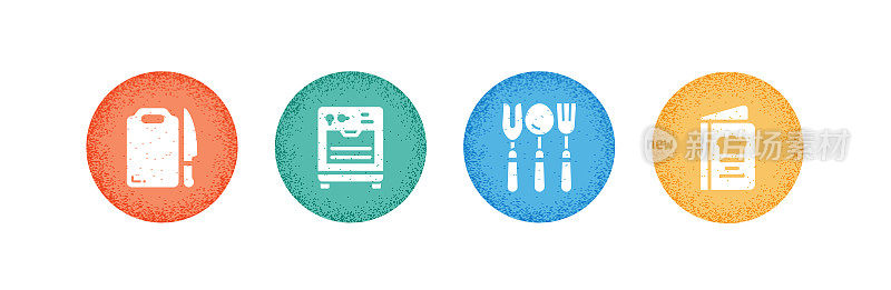 烹饪相关图标,矢量符号插图。