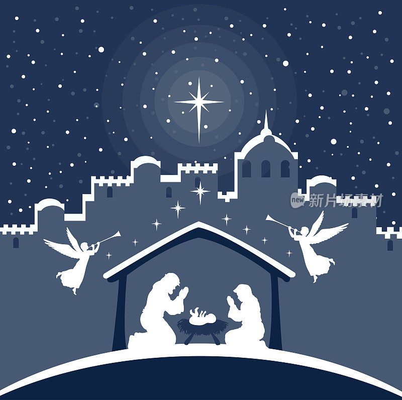 神圣的夜晚。基督的诞生!