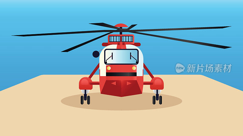 消防员直升机。卡通插图