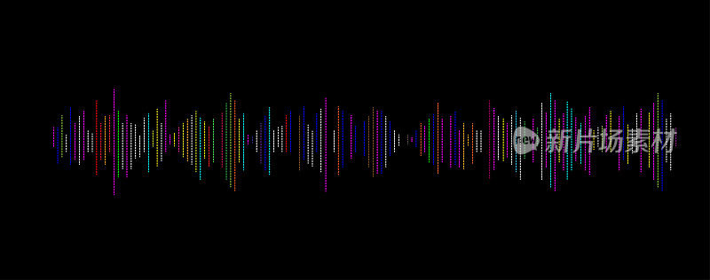 彩色音频频谱模拟在黑色背景下用于音乐和计算机计算的概念