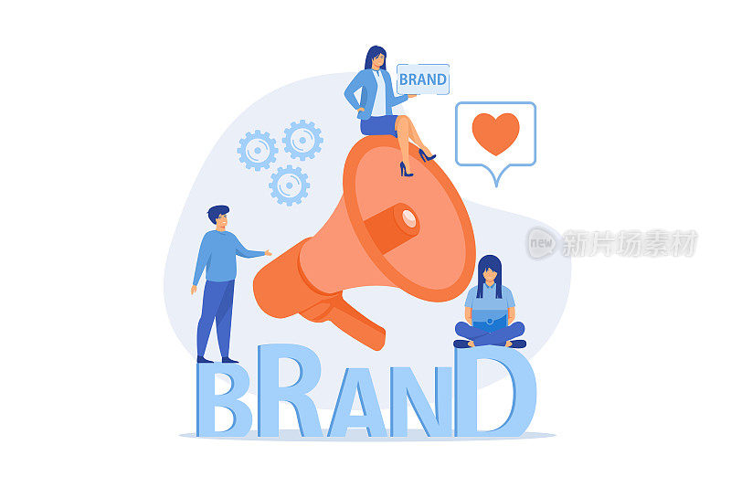 公司标识，市场营销和促销活动。个人品牌，自我定位，个人品牌策略，构筑你的个人品牌理念，平矢量现代插画