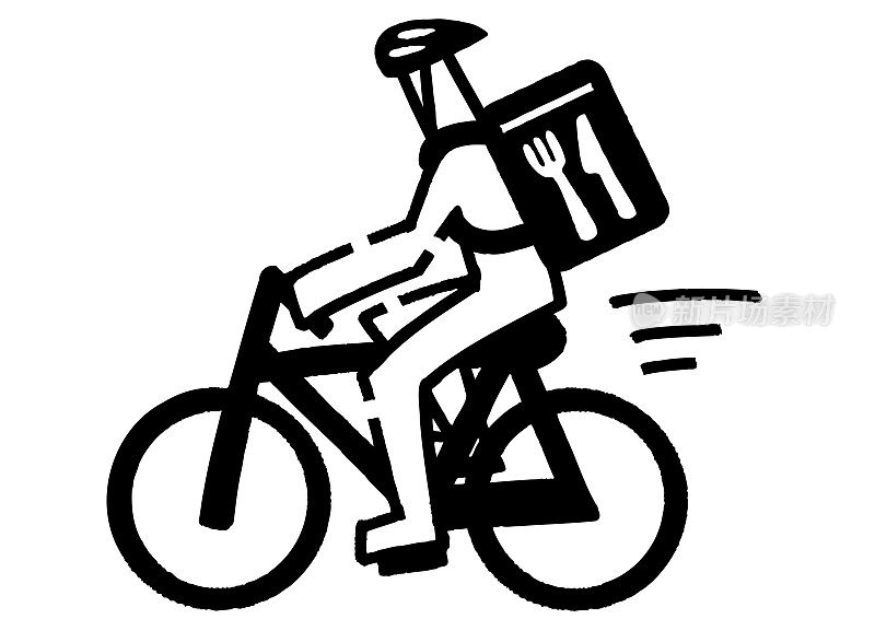送餐员骑自行车