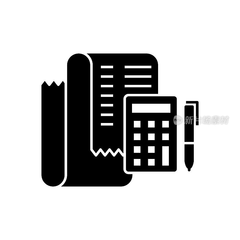 会计固体平面图标。Icon适用于网页、手机应用、UI、UX、GUI设计。