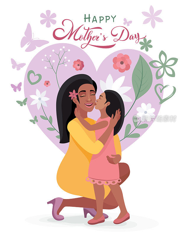 祝您母亲节快乐。印度母女时刻。妈妈的爱。国际妇女节。
