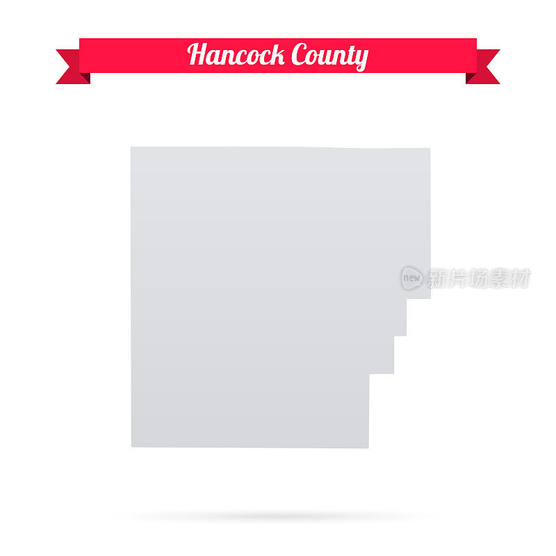 俄亥俄州汉考克县。白底红旗地图