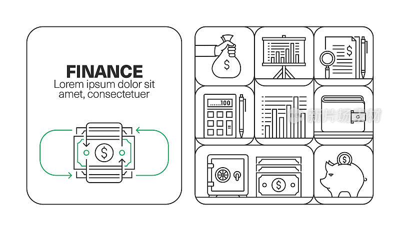 金融横幅线图标集设计