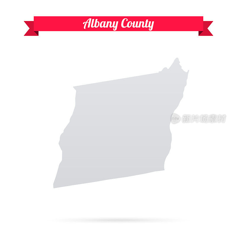 奥尔巴尼县，纽约。白底红旗地图