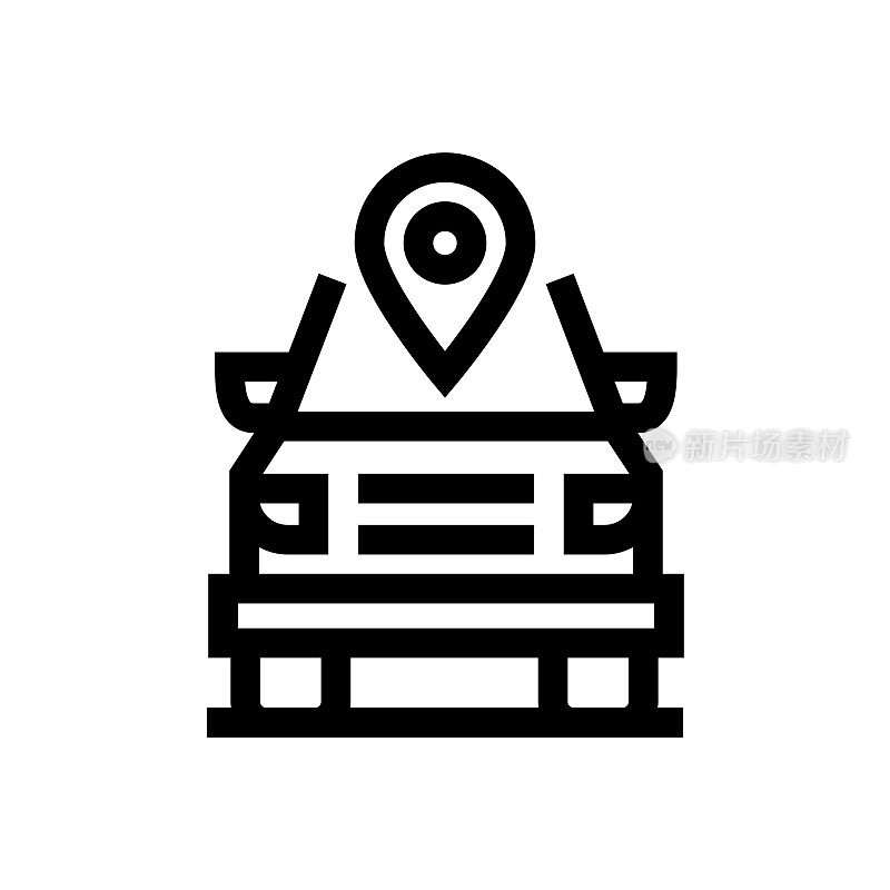 汽车导航系统线图标，设计，像素完美，可编辑的笔画。标志、标志、符号。地图和导航，地图引脚。
