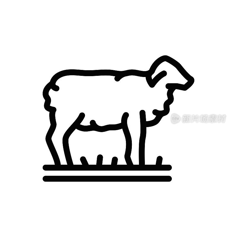 羊，农场和农业线图标