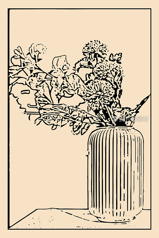 抽象艺术植物花卉插画