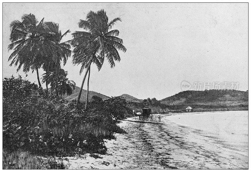 来自英国杂志的古董图片:古巴圣地亚哥的代奎里海滩
