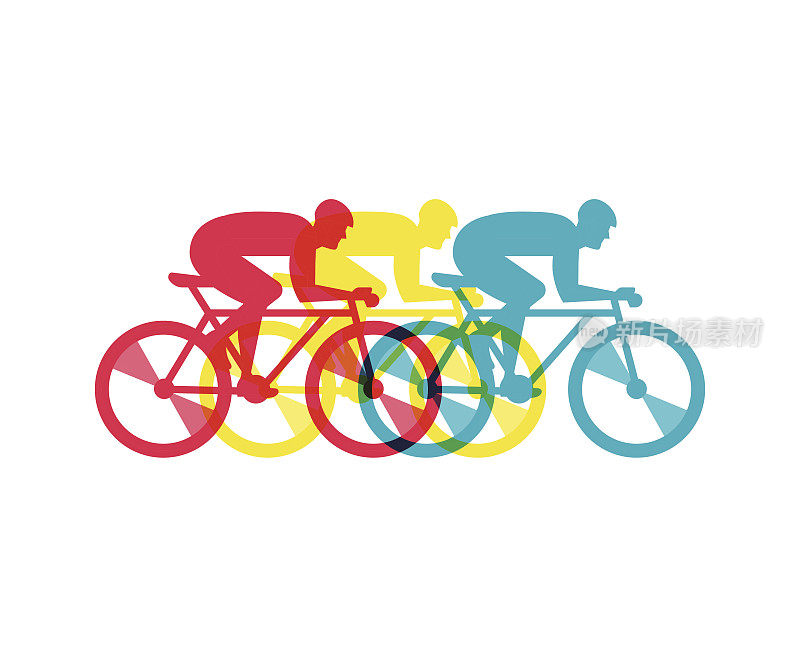骑自行车的人骑自行车，矢量插图和海报