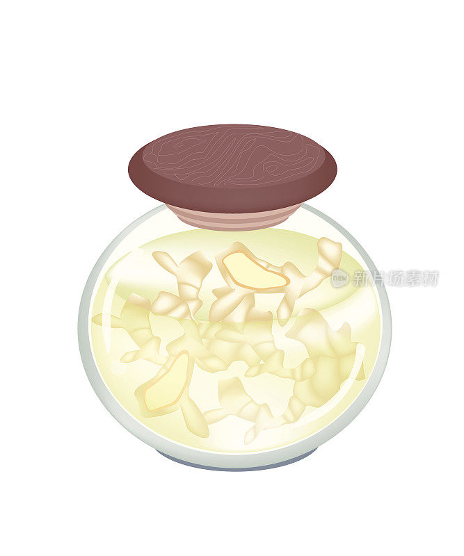 腌姜在一个罐子在白色的背景