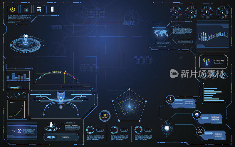 Hud界面飞机系统图形屏幕概念创新设计背景