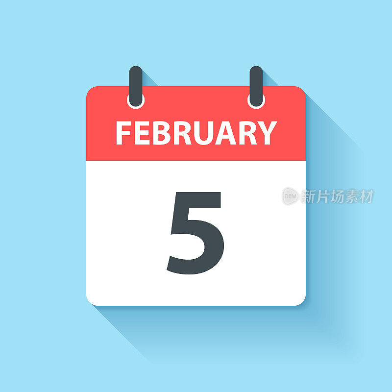 2月5日-每日日历图标在平面设计风格