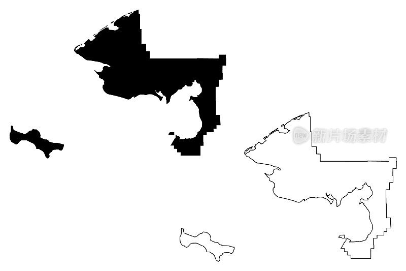 阿拉斯加诺姆人口普查区(美国阿拉斯加州行政区和人口普查区，美国，美国)地图矢量插图，涂鸦草图诺姆人口普查区地图