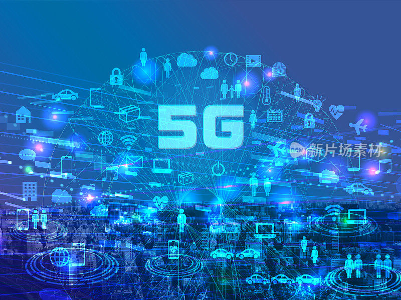 5G网络蓝色网络数字背景素材图像