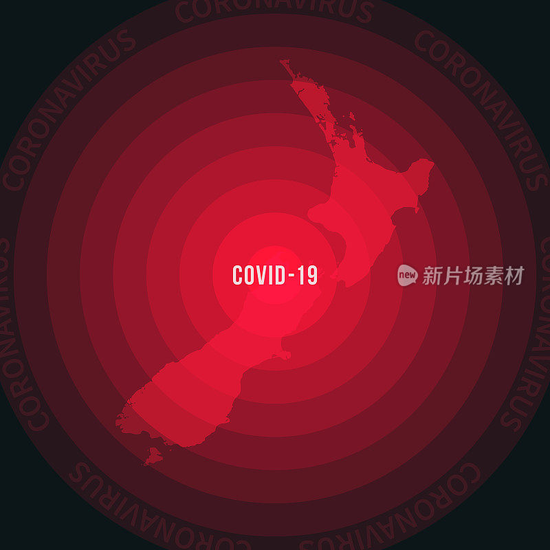 新西兰新冠肺炎疫情分布图。冠状病毒爆发