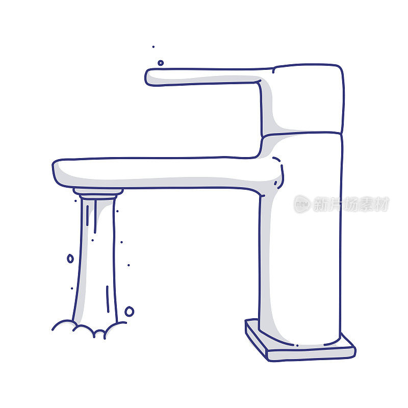 水龙头线图标，轮廓向量符号插图