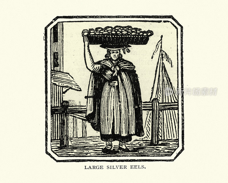 卖新鲜鳗鱼的街头小贩，伦敦的叫卖声，18世纪