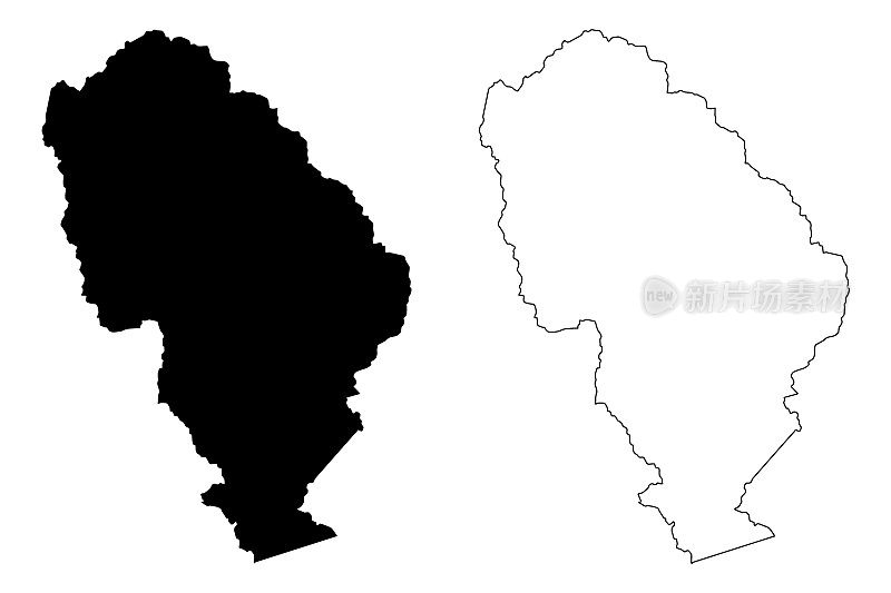 美国北卡罗来纳州杰克逊县(美国县，美国，美国)地图矢量插图，草稿杰克逊地图