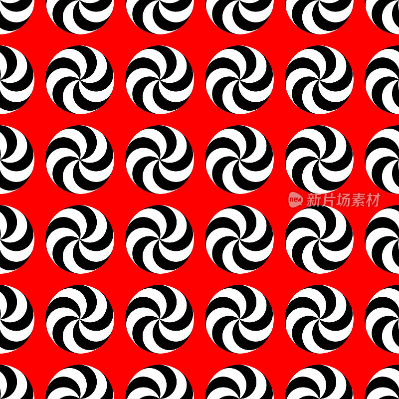 黑白色纺丝节图案上的红色。